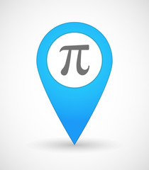 Map mark icon with the number pi symbol