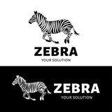 Fototapeta Zebra - Vector logo Zebra. Brand logo in the form of a prancing Zebra.