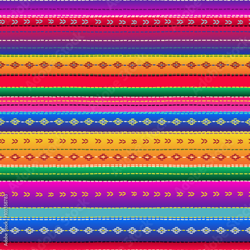 Fotografía Seamless ethnic mexican fabric pattern with colorful stripes