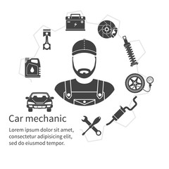 Wall Mural - Car mechanic, icons tools and spare parts, concept. Repair machi