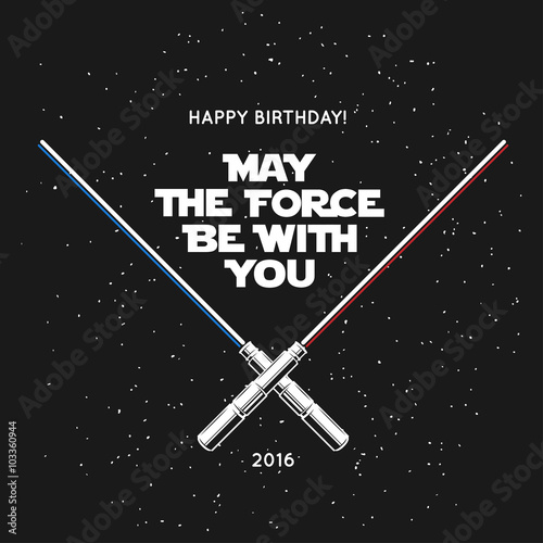 Greeting card for birthday with crossed laser swords and quote Tableau sur Toile