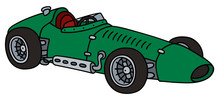 Classic Green Racing Car / Hand Drawing, Vector Illustration