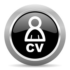 Aufkleber - cv black metallic chrome web circle glossy icon