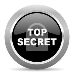 Poster - top seret black metallic chrome web circle glossy icon