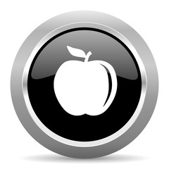 Poster - apple black metallic chrome web circle glossy icon
