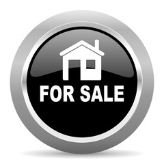 Poster - for sale black metallic chrome web circle glossy icon