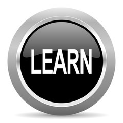 Poster - learn black metallic chrome web circle glossy icon