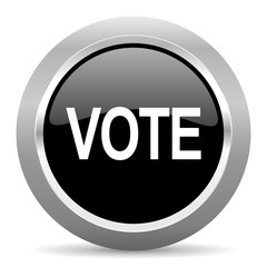 Poster - vote black metallic chrome web circle glossy icon