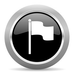 Aufkleber - flag black metallic chrome web circle glossy icon