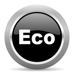 eco black metallic chrome web circle glossy icon