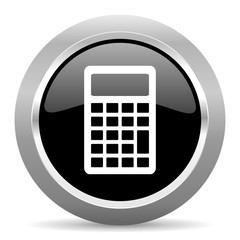 Aufkleber - calculator black metallic chrome web circle glossy icon