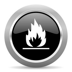Poster - flame black metallic chrome web circle glossy icon