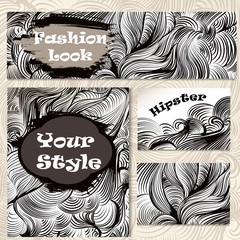 Wall Mural - vector set of corporate floral identity templates with hand draw