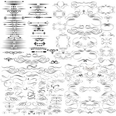 Wall Mural - set of vector calligraphic elements and page decorations