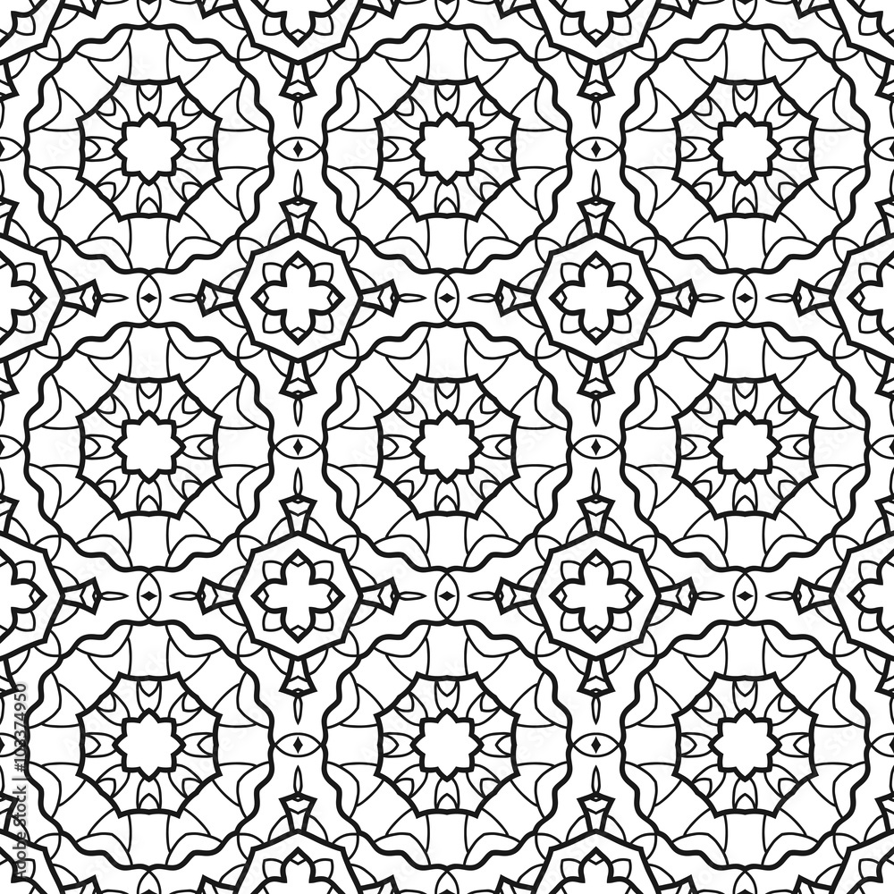 Seamless black and white decorative pattern for coloring book page ...
