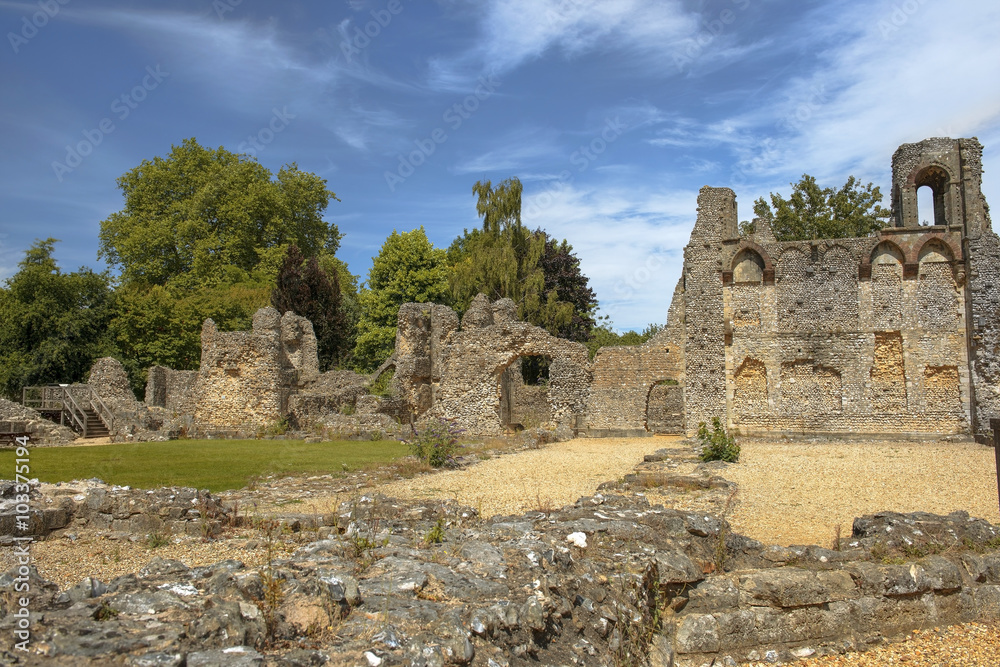 Wolvesey Castlefields ruins of Wolvesey Castle, Winchester, England Stock Photo | Adobe Stock