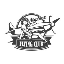 Airplane Club Vector Illustration Emblem, Vector Illustration