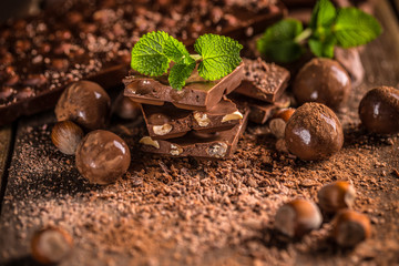 Wall Mural - Still life of chocolate pieces