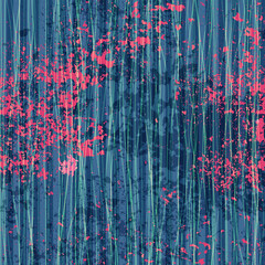 Poster - Grunge vertical strikes on blue background.