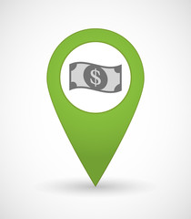 Poster - Map mark icon with a dollar bank note