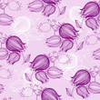 Seamless pattern with drawing of tulips