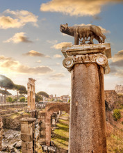 Famous Roman Ruins In Rome, Italy