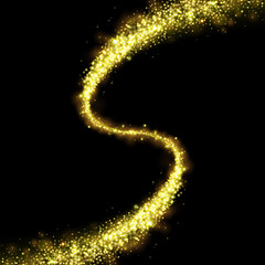 Wall Mural - gold glittering stars dust trail sparkling particles