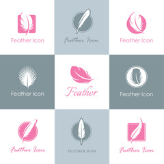 Wall Mural - feathers logo set