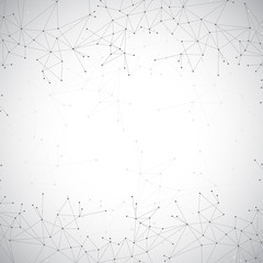 Fototapete - Geometric grey background molecule and communication . Connected lines with dots. Vector illustration