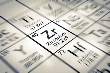 Wall Mural - Focus on Zirconium chemical element from the Mendeleev periodic table