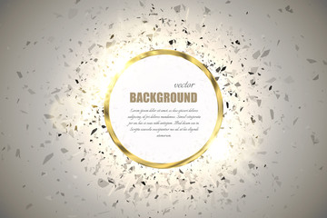 Poster - Vector ring background. Metal chrome shine round frame with spark light effect and big explosion.
