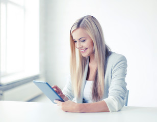 Poster - woman with tablet pc