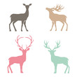 Various silhouettes of deer .