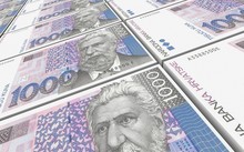 Croatian Kuna Bills Stacks Background. Computer Generated 3D Photo Rendering