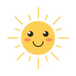 © cosmic_pony - Flat design smiling cartoon sun isolated on white background. Vector illustration.