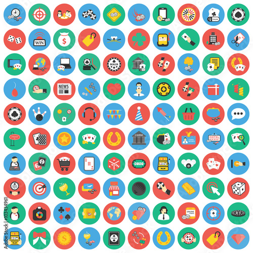 Платно Gambling, game, Poker, casino 100 flat icons