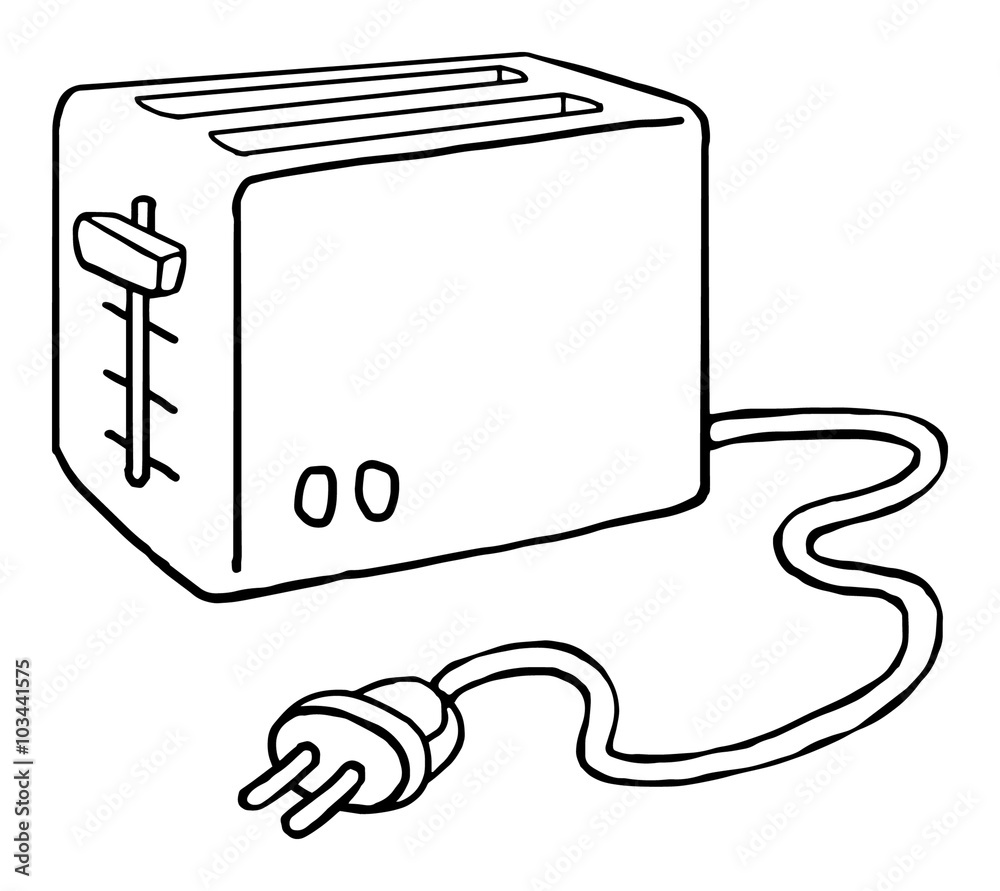 Drawable Toaster drawn toaster, isolated on white Stock Vector | Adobe Stock
