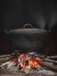 © galam - Marmite sur un feu de bois.