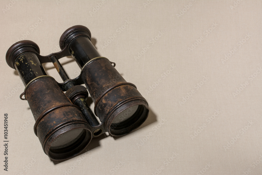 Antique leather binoculars (expanded) - obrazy, fototapety, plakaty 