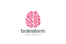 Brain Logo Silhouette Design Vector.  Brainstorm Think Idea