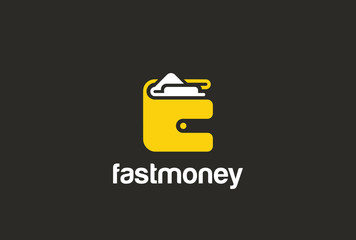 Poster - wallet logo design vector negative space. purse logotype icon