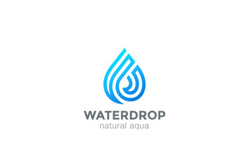 Poster - water drop logo design vector linear waterdrop aqua droplet icon
