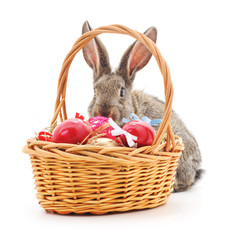 Sticker - Easter basket and bunny.