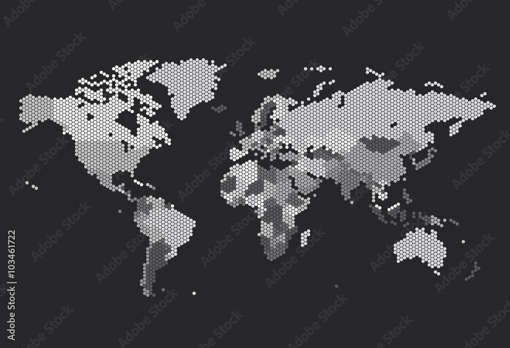 Dotted World map of hexagonal dots Stock Vector | Adobe Stock