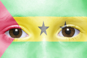 Wall Mural - human's face with sao tome and principe flag