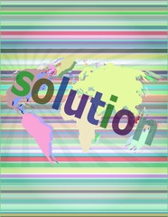 Poster - The word solution on digital screen, business concept vector illustration