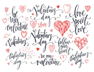 Valentine  Day and Love lettering collection. Vector illustration