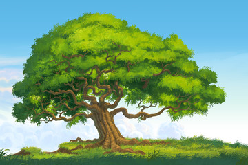 illustration tree on grass field