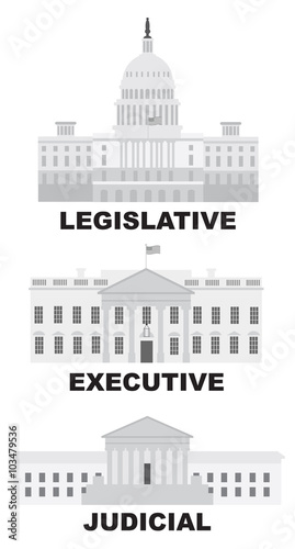 Fotografía Three Branches of US Government Vector Illustration