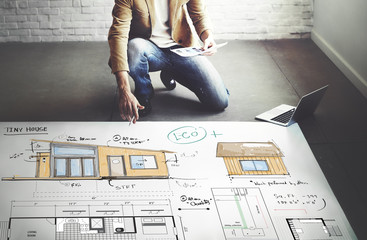 Sticker - House Layout Floorplan Blueprint Sketch Concept